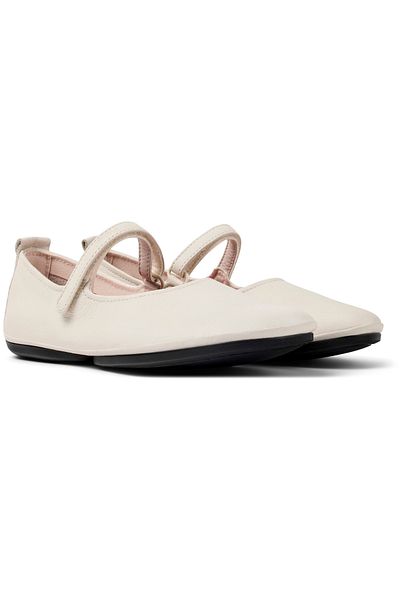 CAMPER Women's White Genuine Leather Hook And Loop Strap Soft Flat Sole Classic Elegant RightNina