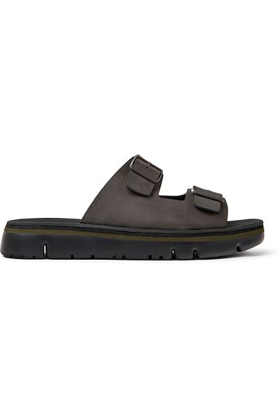 CAMPER Men's Brown Genuine Leather Sandals, Lightweight Soft EVA Sole with Hook & Buckle - Oruga