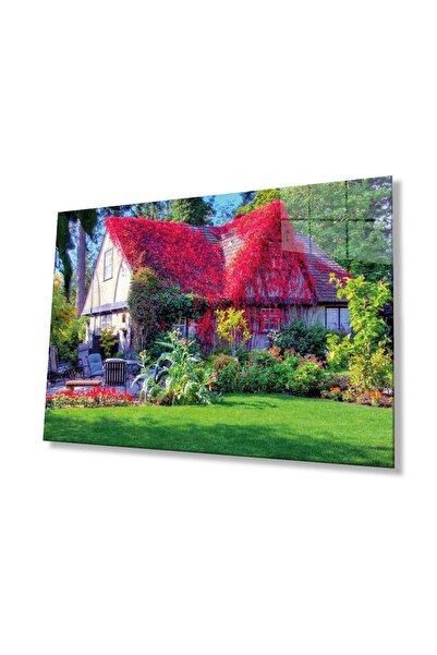 idealizbiz Masa din sticlă pentru casă cu flori violet, sticlă temperată dura...