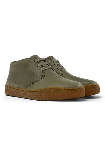 CAMPER Men's Green Genuine Leather Hook And Loop Ankle Boots Flexible Soft Sole Lightweight PeuTerreno
