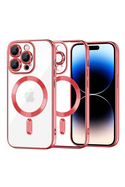 SKYDDAR INNOVATION Case for iPhone 14 Pro, Luxury Shield Magsafe, Shockproof Protection, Red, sticker set