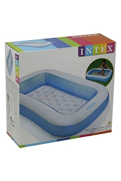 Intex Inflatable Blue Rectangular Pool For Kids – Soft Base, Ideal For Indoor & Outdoor Fun, 166x100x28cm
