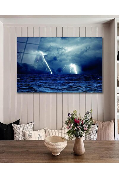 idealizbiz Επιτραπέζιο Γυάλινο Θαλάσσιο Αστραπή, Δώρο Δώρο Σαλόνι Οικιακού Γρ...