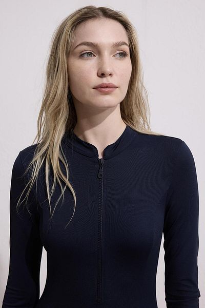 KADRİYE BAŞTÜRK Long Sleeve Swimmer 25 Swimsuit Navy Blue