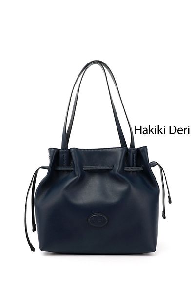 GÖNDERİ(R) Women / Girls Navy Blue Genuine Leather Hand and Shoulder Bag