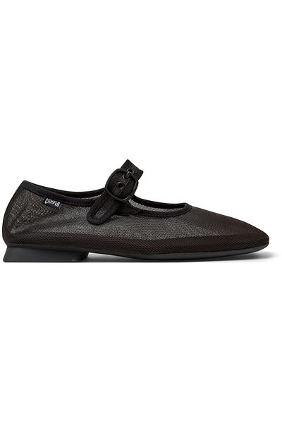 CAMPER Women's Stylish Black Loafers with Hook And Loop Strap and Lightweight Mesh Detailing CasiMyra