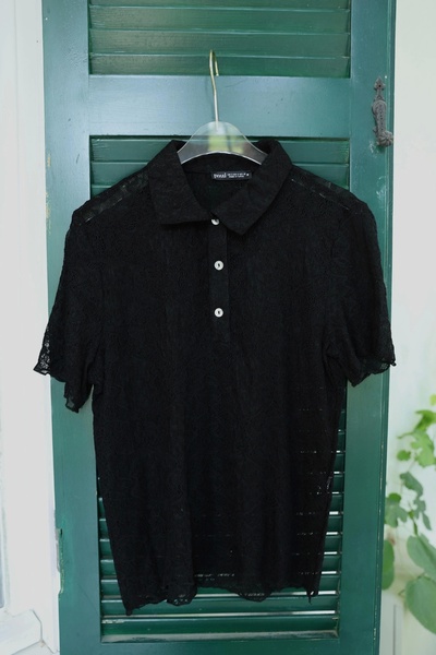 Purple by Banu Polo Yaka Dantel Bluz