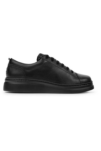 CAMPER Women's Black Genuine Leather Sneakers Platform Comfortable Sole with Laces Runnerup