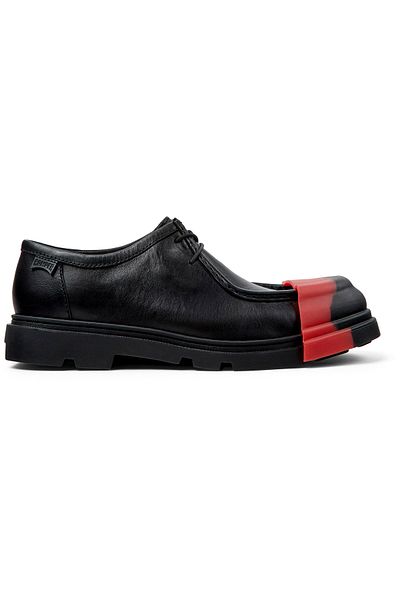 CAMPER Men's Black Genuine Leather Classic Shoes with Removable Accent Flat Sole Junction