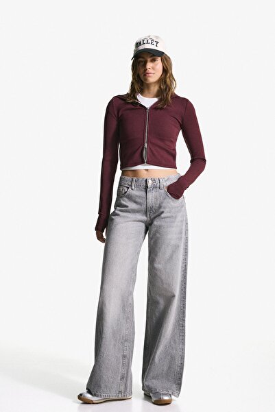 Bershka Fermuarlı, kapüşonlu ve modal karışımlı sweatshirt