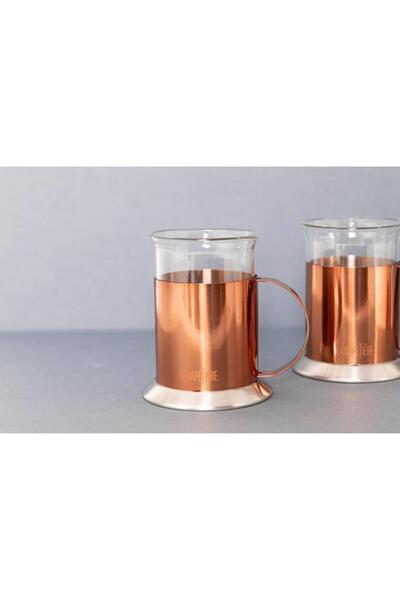 Generic La Cafetiere 2-Piece Elegant Design High Quality Glass Mug Set Copper and Clear 300ml LCGLS2PCCOP
