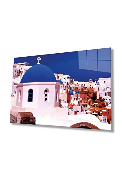 idealizbiz Tablă din sticlă albastră albă 4 mm sticlă temperată durabilă, dec...