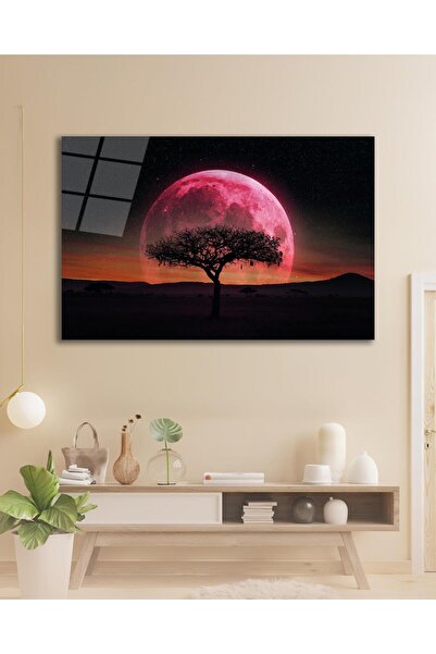 idealizbiz Tree Moon Landscape Γυάλινη ζωγραφική Μοντέρνο σαλόνι γραφείου σπι...