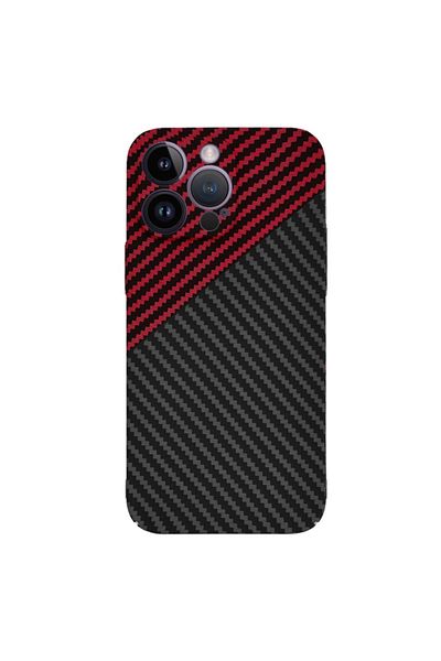 SKYDDAR INNOVATION Case for iPhone 14 Pro Max, carbon texture, Carbonite FiberShell, Dark Red, sticker set