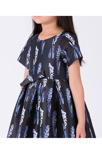 GOOSE Kız Çocuk Fiyonk Detaylı Kısa Kollu Lacivert Elbise