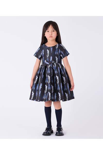 GOOSE Kız Çocuk Fiyonk Detaylı Kısa Kollu Lacivert Elbise