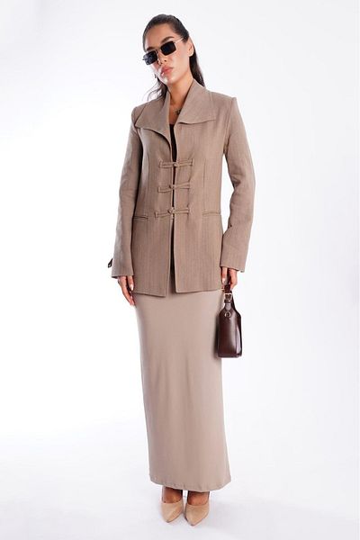 Madmext Mink Tie Detailed Blazer Women's Jacket Mg2482