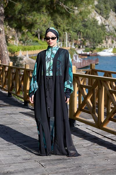 NS TASARIM MAYO Viona model green waist lace-up design hijab pareo
