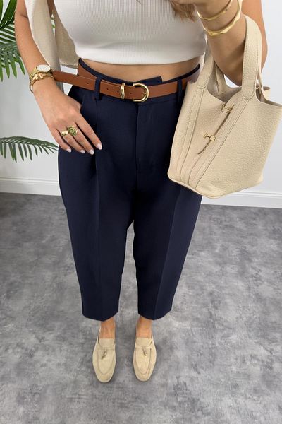 Lavanta Tekstil Lining Detailed Blazer Jacket Belted Trousers Suit