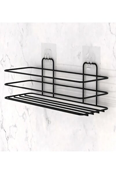 AKCAKESE Siyah Yapışkanlı Çok Amaçlı Banyo Düzenleyici Rafı Duş Organizeri Mu...