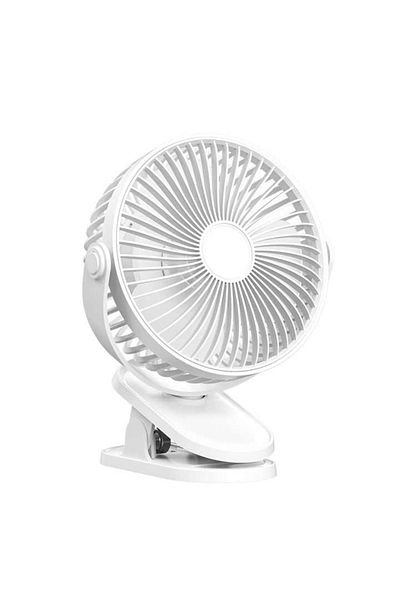 FOXMAG24 Portable fan, with clip, 3 speeds, adjustable design, made of ABS, oscillating, with USB charging, white