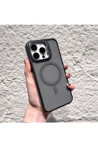 Gtech Husa Camera Lens Kickstand, Magsafe, compatibila cu Apple iPhone 16 ProMax, TPU, Heavy Duty, Fumuriu