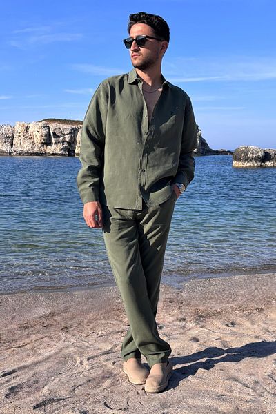 inpool Men'S, Modal, Old Money Culture, Regular Fit, Hi-Quality Shirt-Pants Suit G15-304