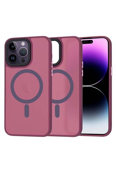 SKYDDAR INNOVATION Case for iPhone 14 Pro Max, HaloFrost MagSafe, Antishock, set with sticker, Bordeaux