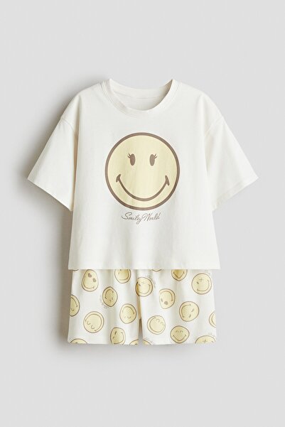 H&M Pamuklu ve Baskılı Pijama Takımı