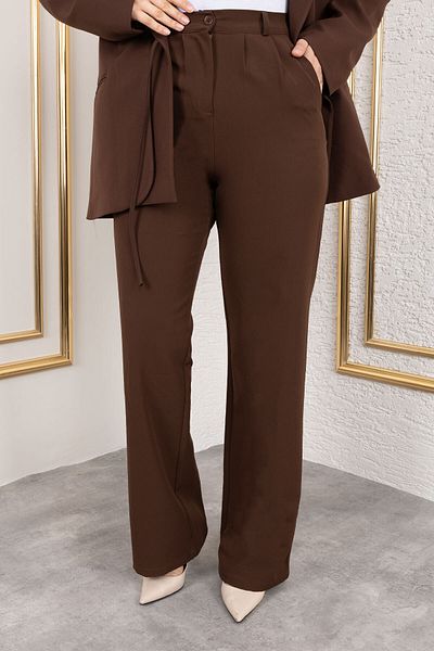 Tesettür Dünyası Elastic Waist Palazzo Trousers Tsd250176 Brown