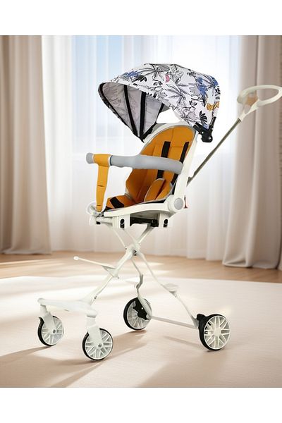 Yelajoy Foldtable Baby Stroller, With Two-way Seat,360 Degree Wheels, 90×72×68cm,For 0-144 Months,White