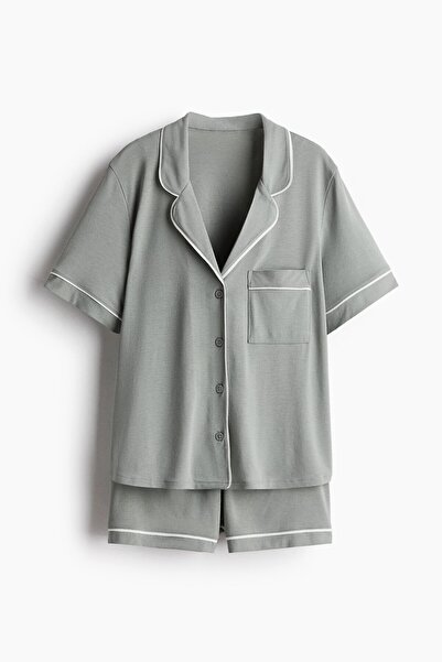 H&M Gömlek ve Şortlu Pijama Takımı