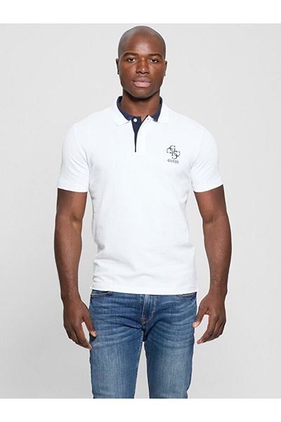 Guess Tricou polo alb pentru bărbați cu model M5GP60K7O64G011 LYLE SS POLO