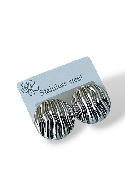 TAKIŞTIR Silver Color Steel Earrings (Pair)