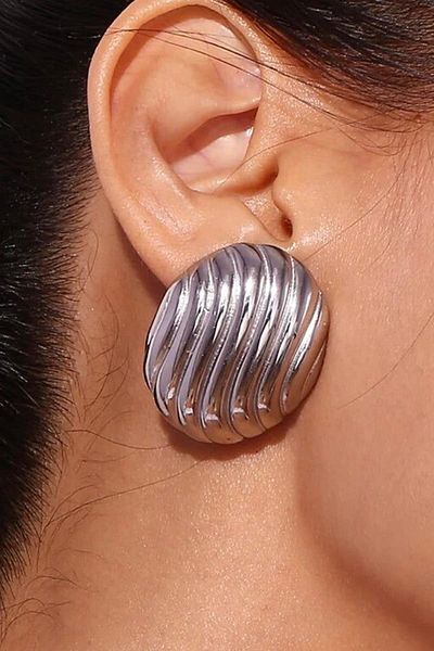 TAKIŞTIR Silver Color Steel Earrings (Pair)