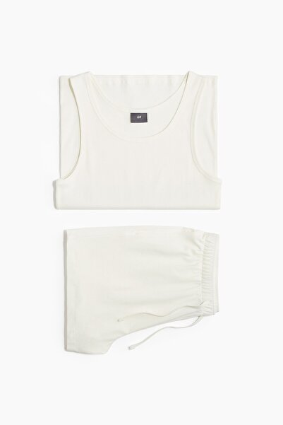 H&M Kolsuz Üst ve Şortlu Pamuklu Pijama Takımı
