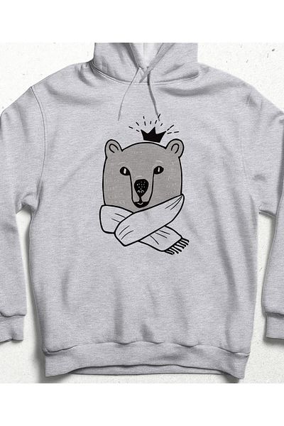 Pisa Art Cool Bear Gray Pocketless Hoodie