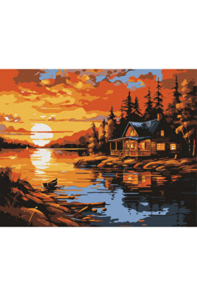 İZSA HOBİ Sayılarla Boyama Hobi Seti 40x50 Çerçeveli Numaralı Tuval Fırça Boy...