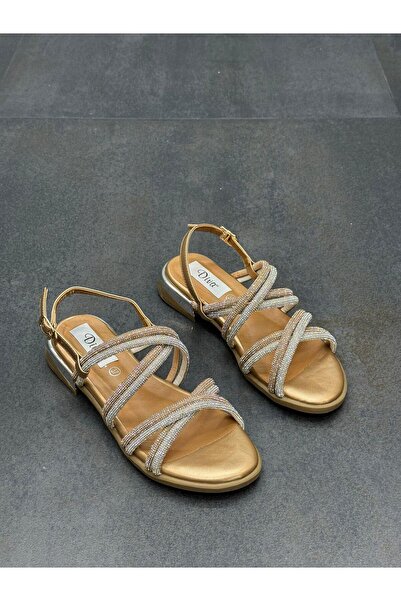 DİVA Γυναικείο Καθημερινό Ρολόι Golden Stone Σανδάλια