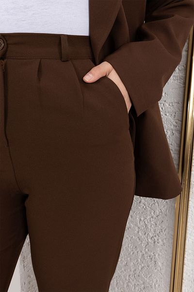 Tesettür Dünyası Elastic Waist Palazzo Trousers Tsd250176 Brown