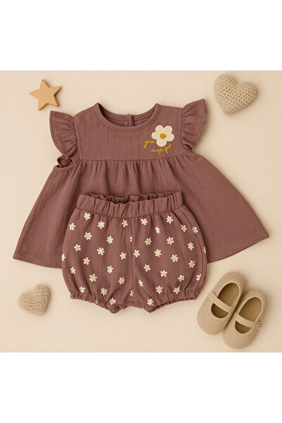 Minamino ÇİÇEK BASKILI ŞORTLU TAKIM