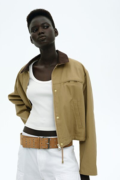 H&M Piko Şeritli ve Ribanalı Tişört