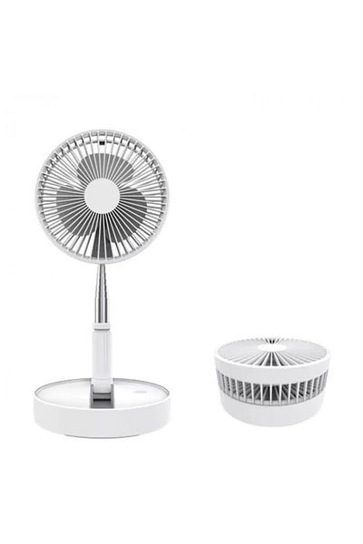FOXMAG24 Portable table fan, foldable, telescopic, 4 speeds, battery-powered, non-slip, white