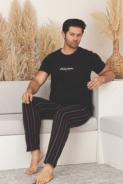 Farya Home Dreamy Cotton Pocket Short Sleeve Striped Men's Pajama Set