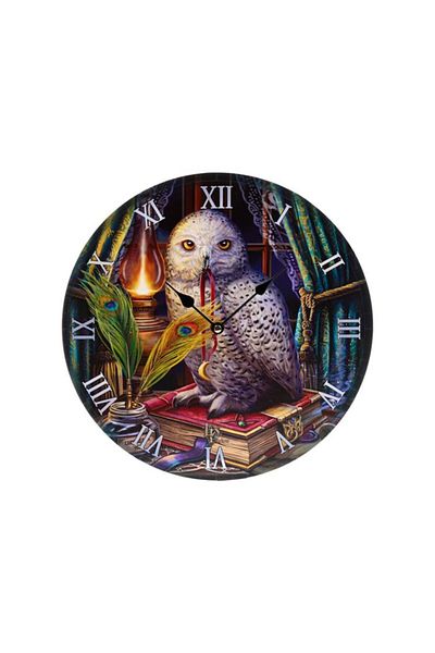 Puckator Owl wall clock, Lisa Parker "Guardian of Spells" - decorative artistic design