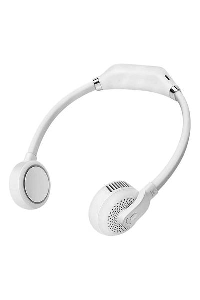 FOXMAG24 Portable fan, headphone type, neck positioning, 360 degree rotation, 3 speed settings, white