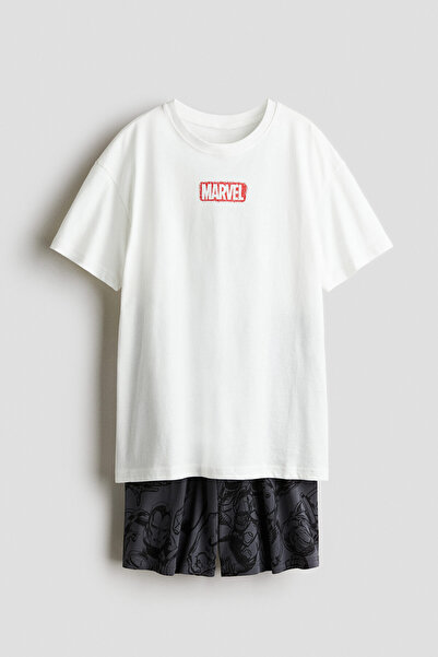 H&M Pamuklu ve Baskılı Pijama Takımı
