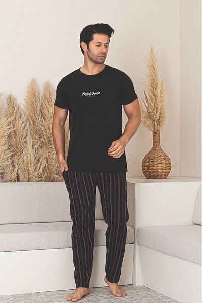 Farya Home Dreamy Cotton Pocket Short Sleeve Striped Men's Pajama Set
