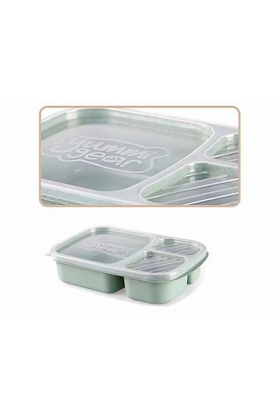 COOYA صندوق غداء بسعة كبيرة وثلاث حجرات، مقاوم للتسرب، صديق للبيئة، خالٍ من مادة BPA، أخضر