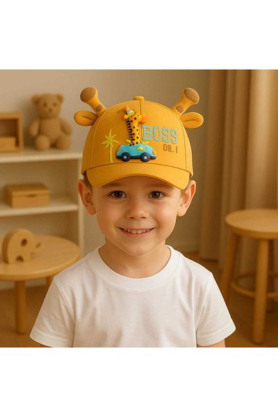 gigigiyim Giraffe Patterned Eared Boy's Hat